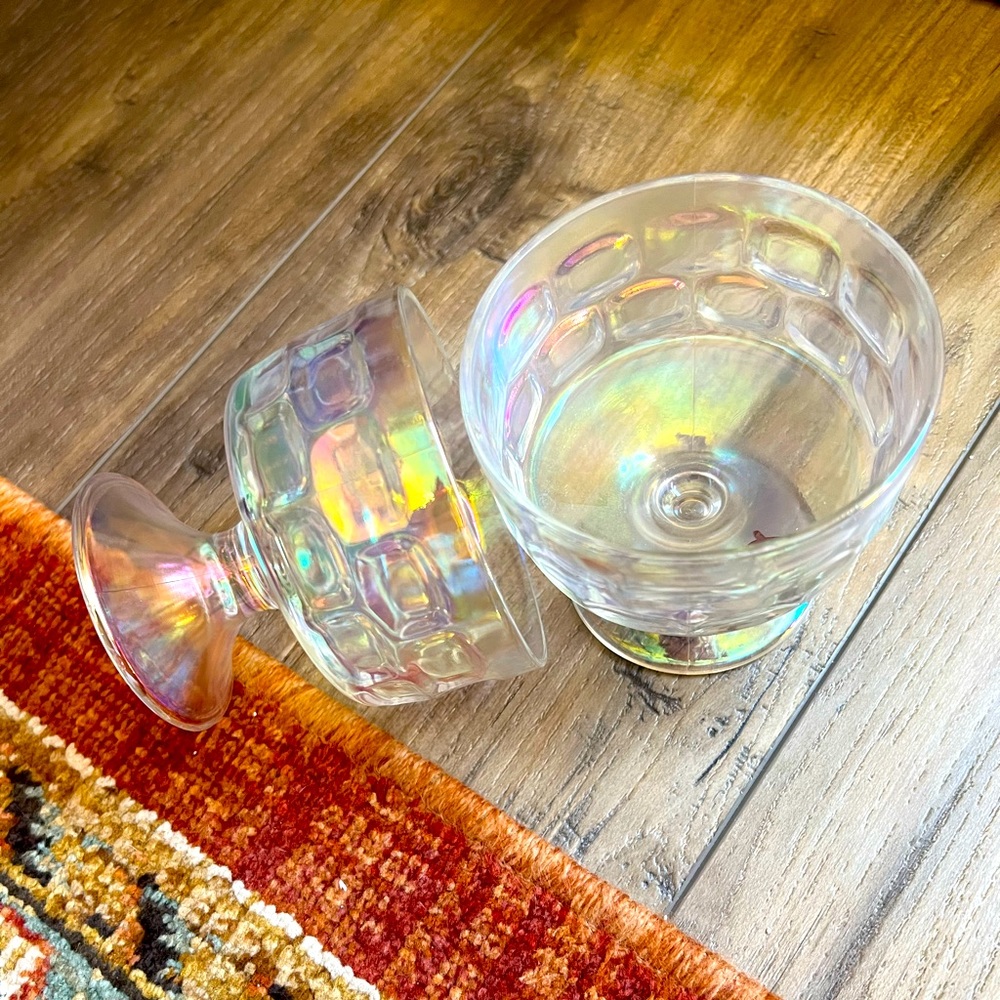 Vintage Audrey Rainbow Lustre Dessert Glasses By Federal Glass
